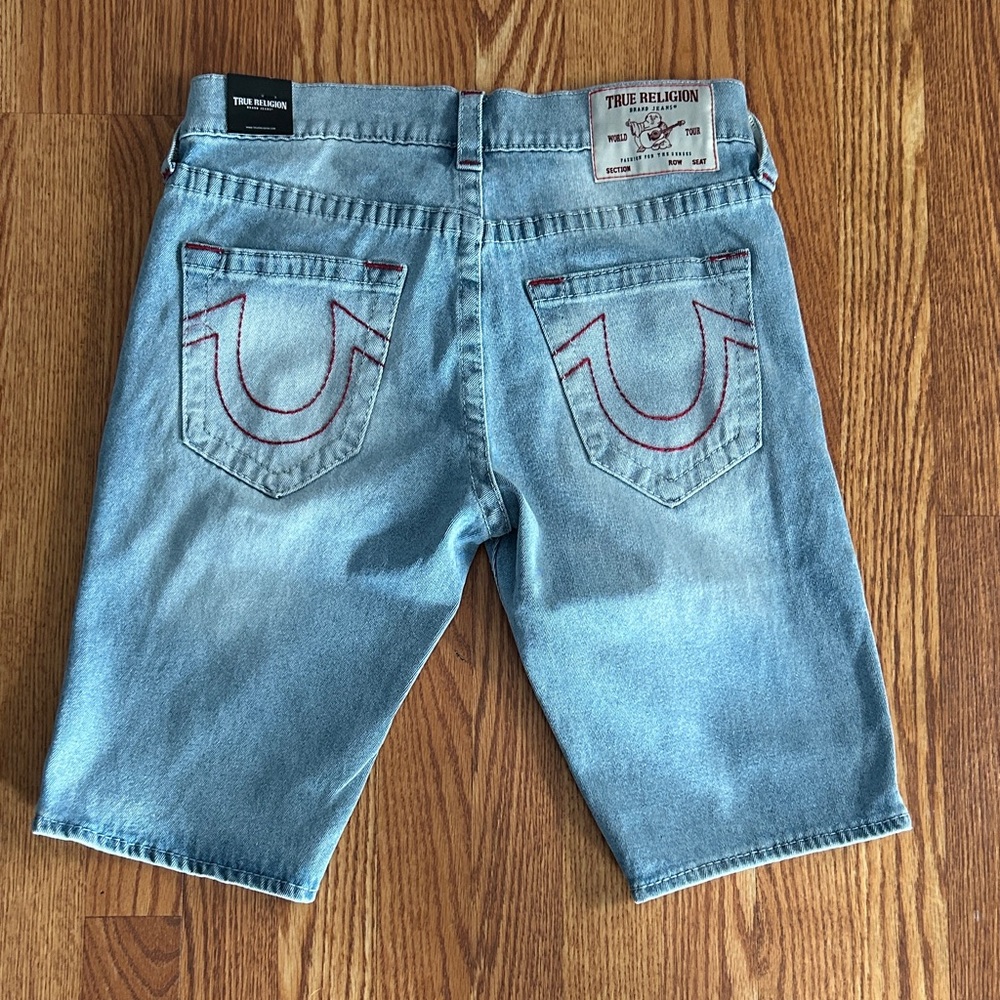 True Religion Light Blue Jean Shorts for Men